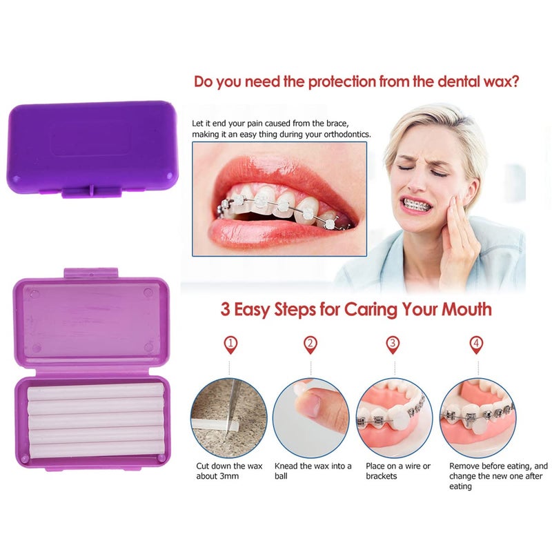 Ceonam Braces Cleaning Kit for Teeth, Portable Orthodontic Toothbrush Kit Oral Care Dental Travel Kit - Interdental Brush Dental Wax Dental Floss Toothbrush Box (Purple) - Image 3
